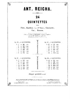 Woodwind Quintet in F Major, Op.100 No.1: Flute part by Anton Reicha