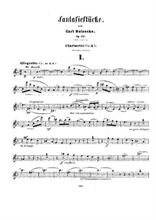 Fantasy Pieces for Clarinet (or Violin) and Piano, Op.22: Clarinet part by Carl Reinecke