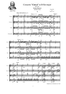 Concerto for Strings in B Flat Major, RV 163: For string quartet by Antonio Vivaldi