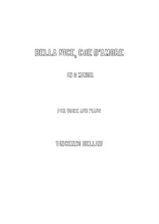 Bella nice che d'amore: G minor by Vincenzo Bellini