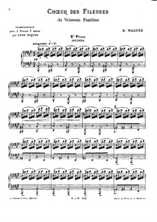 Spinning Choir: For two pianos eight hands – part by Richard Wagner