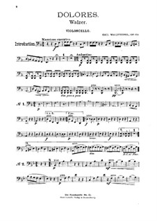 Dolores-Waltzer, Op.170: For violin, cello, flute, cornet and piano – cello part by Émile Waldteufel