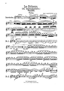 Les Patineurs (Ice Skaters), Op.183: For violin, cello, flute, cornet and piano – violin part by Émile Waldteufel