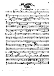 Les Patineurs (Ice Skaters), Op.183: For violin, cello, flute, cornet and piano – cornet part by Émile Waldteufel