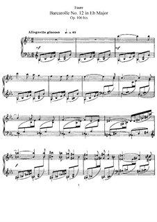 Barcarolle No.12 in E Flat Major, Op.106bis: For piano by Gabriel Fauré