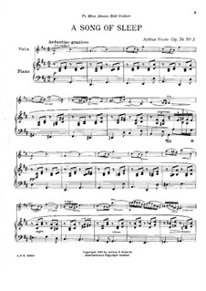 Two Pieces for Violin and Piano, Op.74: No.2 A Song of Sleep by Arthur Foote