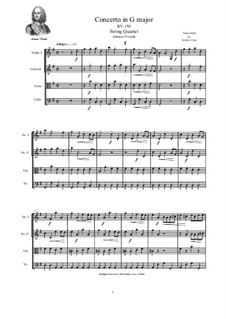 Concerto for Strings in G Major, RV 150: Version for string quartet by Antonio Vivaldi