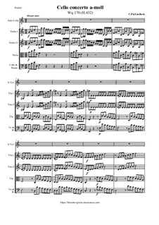 Concerto for Cello and Orchestra in A Minor, H 432 Wq 170: Score and parts by Carl Philipp Emanuel Bach