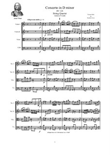 Concerto for Strings in D Minor, RV 128: Version for string quartet by Antonio Vivaldi
