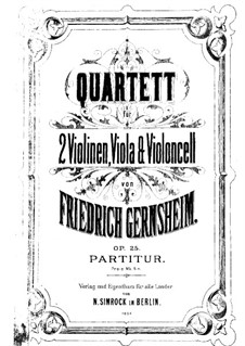 String Quartet No.1 in C Minor, Op.25: Full score by Friedrich Gernsheim