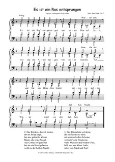 Es ist ein Ros entsprungen (A Rose Has Sprung Up): For mixed choir, Op.33 by Unknown (works before 1850)