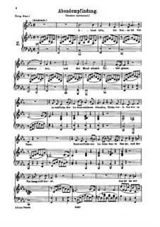 Abendempfindung, K.523: For medium voice and piano by Wolfgang Amadeus Mozart