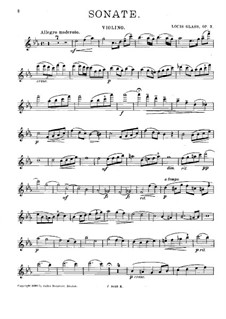 Sonata for Violin and Piano in E Flat Major, Op.7: Solo part by Louis Glass