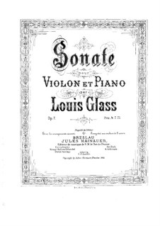 Sonata for Violin and Piano in E Flat Major, Op.7: Score by Louis Glass