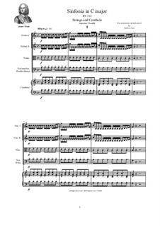 Sinfonia in C Major for Strings and Cembalo, RV 112: Score and parts by Antonio Vivaldi