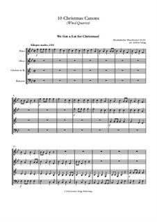 10 Christmas Canons: For wind quartet by Joseph Haydn, Wolfgang Amadeus Mozart, Michael Praetorius, Ludwig Ernst Gebhardi, Unknown (works before 1850)