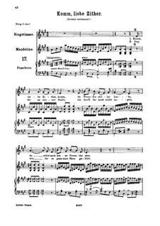 Komm, liebe Zither, K.351 (367b): For medium or low voice and piano by Wolfgang Amadeus Mozart