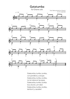 Gatatumba: For guitar solo (C Major) by folklore
