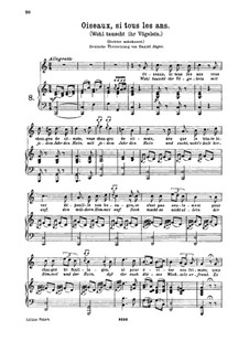 Oiseaux, si tous les ans, K.307 (284d): For high voice and piano by Wolfgang Amadeus Mozart