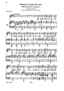 Oiseaux, si tous les ans, K.307 (284d): For medium or low voice and piano by Wolfgang Amadeus Mozart