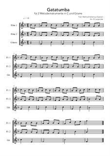 Gatatumba: For melody instrument in C and guitar (F Major) by folklore