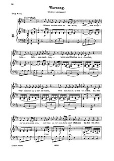 Warnung, K.433: For low voice and piano by Wolfgang Amadeus Mozart
