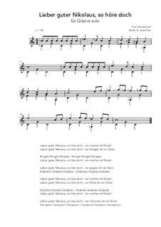 Lieber guter Nikolaus, so höre doch: For guitar solo (C Major) by folklore