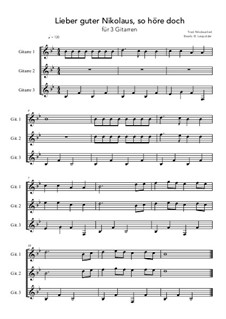 Lieber guter Nikolaus, so höre doch: For 3 guitars (B Flat Major) by folklore