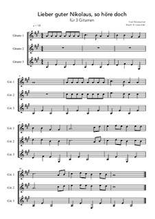 Lieber guter Nikolaus, so höre doch: For 3 guitars (A Major) by folklore