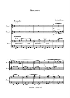 Berceuse for piano & two flutes: Berceuse for piano & two flutes by Eckhard Deppe