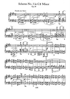 Scherzo No.3 in C Sharp Minor, Op.39: For piano by Frédéric Chopin