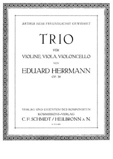 Trio for Violin, Viola and Cello, Op.39: Viola part by Eduard Herrmann