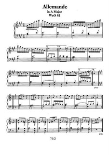 Allemande in A Major, WoO 81: For piano by Ludwig van Beethoven