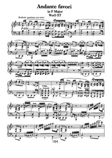 Andante Favori, WoO 57: For piano by Ludwig van Beethoven