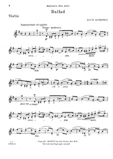 Ballade for Violin and Piano: Solo part by David Hochstein