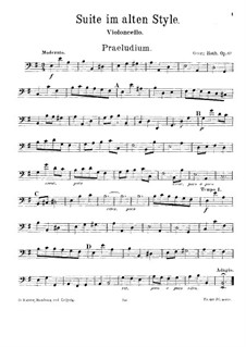 Suite in the Old Style, Op.6a: Cello part by Georg Karl Friedrich Theodor Hoth