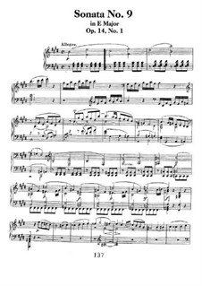 Sonata for Piano No.9, Op.14 No.1: For a single performer by Ludwig van Beethoven