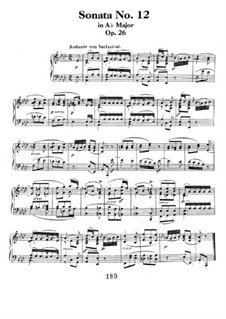 Sonata for Piano No.12 in A Flat Major, Op.26: For a single performer by Ludwig van Beethoven