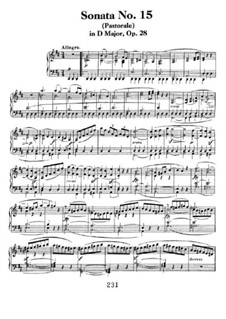 Sonata for Piano No.15 'Pastoral', Op.28: For a single performer by Ludwig van Beethoven