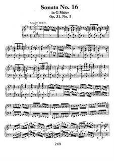 Sonata for Piano No.16, Op.31 No.1: For a single performer by Ludwig van Beethoven