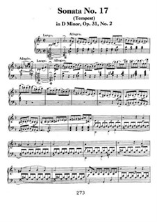 Sonata for Piano No.17 'Tempest', Op.31 No.2: For a single performer by Ludwig van Beethoven