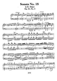 Sonata for Piano No.18 'The Hunt', Op.31 No.3: For a single performer by Ludwig van Beethoven
