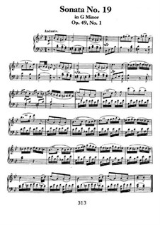 Sonata for Piano No.19, Op.49 No.1: For a single performer by Ludwig van Beethoven
