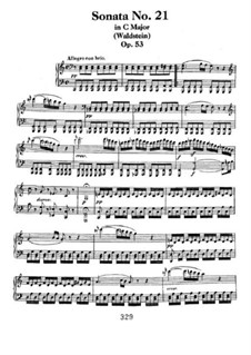Sonata for Piano No.21 'Waldstein', Op.53: For a single performer by Ludwig van Beethoven