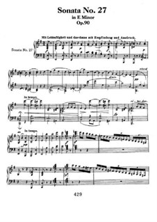 Sonata for Piano No.27, Op.90: For a single performer by Ludwig van Beethoven