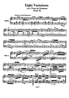 Eight Variations on Theme from 'Soliman II' by F. Süssmayr, WoO 76: For piano by Ludwig van Beethoven