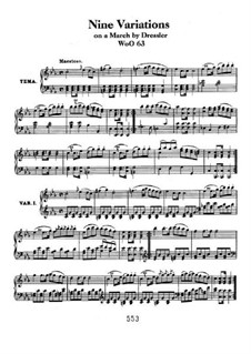 Nine Variations on March by Dressler, WoO 63: For piano by Ludwig van Beethoven