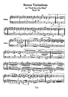 Seven Variations on English Song 'God Save the King', WoO 78: For piano by Ludwig van Beethoven