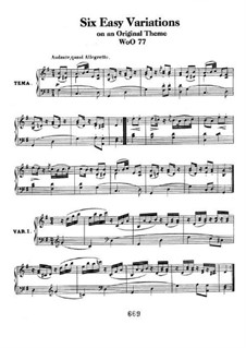 Six Variations on an Original Theme, WoO 77: For piano by Ludwig van Beethoven