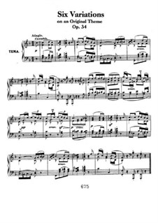 Six Variations, Op.34: For piano by Ludwig van Beethoven